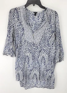 J Crew Dress Womens Small Blue White Floral Popover Sheath Lightweight - Picture 1 of 8