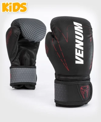 Guantes de boxeo Venum Okinawa 3.0 gancho y bucle para niños - negros/rojos Foto 1 de 4