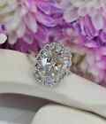 Oval Moissanite Double Claw Solitaire 3 Ct Engagement Ring 14K White Gold Plated