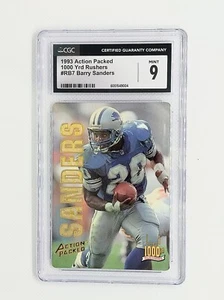 1993 ACTION PACKED BARRY SANDERS 1000 YD RUSHERS CGC 9 NM-MT - Picture 1 of 2