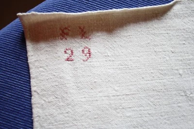 Nappe N°33 ancienne en chanvre  180 x 100 cm liteaux état neuf - Photo 1/4