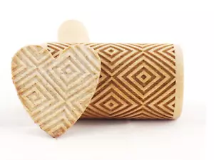 Stodola Engraved Mini Rolling Pin With SQUARES Pattern - Picture 1 of 2