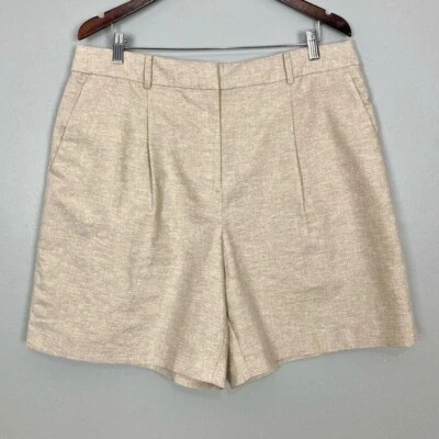 Loft Peyton плиссированные шорты женский размер 14 отлива льняной смеси опрятный Summer - Изображение 1 из 4