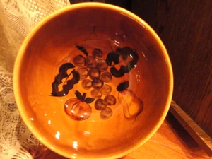 Los Angeles Potteries #40 Calif Pottery Bowl Brown Fruit 8.5 w Deep Vintage - Picture 1 of 7