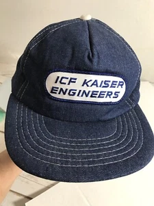 Vintage ICF Kaiser Engineers Denim Snapback Trucker Hat Cap Baseball Patch - Picture 1 of 5