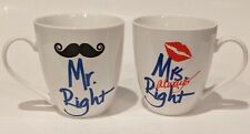 Pfaltzgraff, Mr Right & Mrs Always Right 18 oz Coffee Cups/Mugs, Mustache & Lips