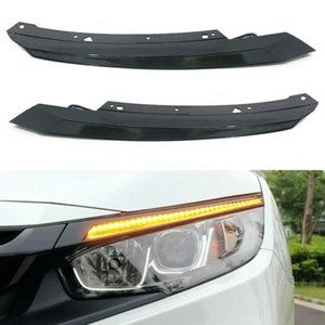 Pair LED Headlight Eyebrow Daytime Running Light Turn Signal Fit For Honda Civic - Picture 1 of 7