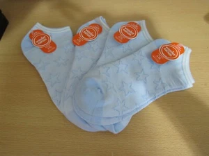 New Wonder Nation No Show Socks 4 Pair Size 4-10 Girls Blue Stars - Picture 1 of 1