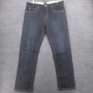 Goodale Jeans Mens 38x31 Selvage Denim Cotton Tailored Straight Leg Dark Wash - Picture 1 of 12