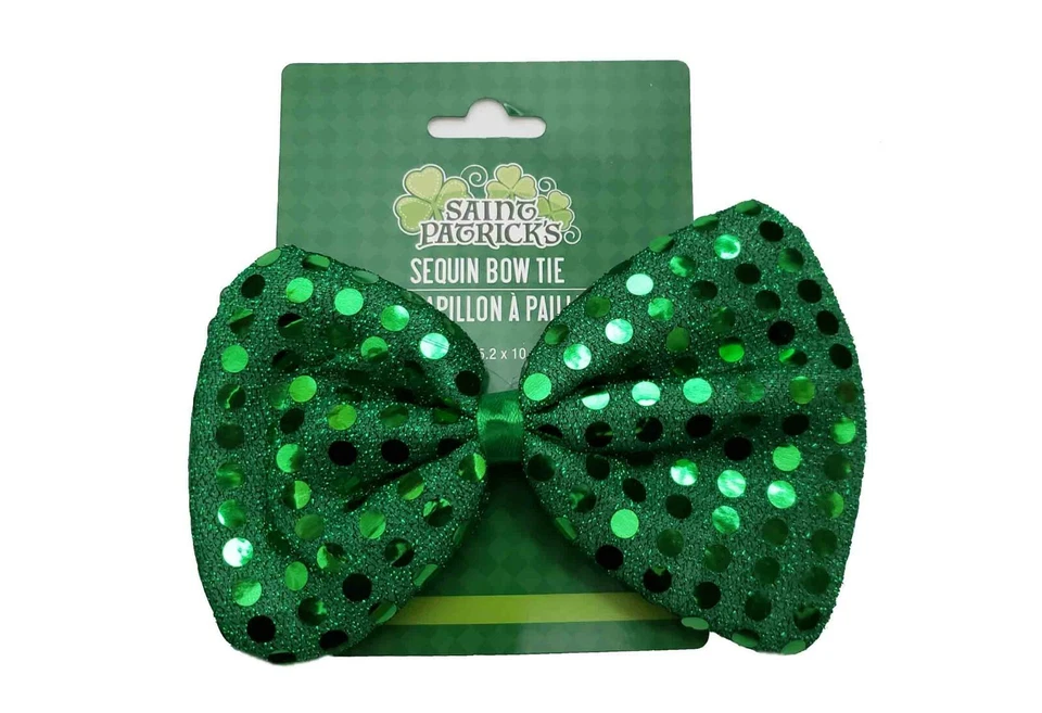 Pajarita de vacaciones irlandesa de novedad con lentejuelas verdes del día de San Patricio  Foto 1 de 1