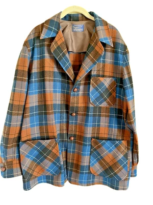 MEN'S SZ LARGE PENDLETON PLAID JACKET, 1960'S GREAT CONDITION - Image 1 of 4