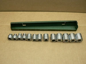 VINTAGE  S-K WAYNE 3/8” DRIVE 6-POINT METRIC SOCKET SET WITH TRAY 7MM TO 19MM - Picture 1 of 11