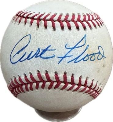 Curt Flood (ONL W. White) Beckett certificado de autenticidad $610 certificación fue la semana pasada Foto 1 de 2