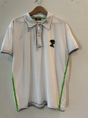 Camisa Polo Iceberg ICE Snoopy Blanco Verde Borde XXL Italia Y2K Diseñador Rara Foto 1 de 4