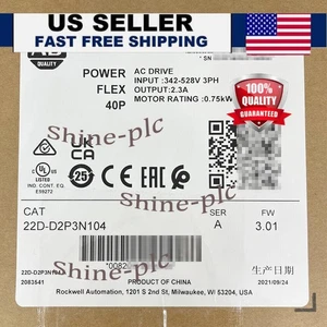 NEW Allen-Bradley AB 22D-D2P3N104 Series A. PowerFlex 40P 0.75 kW 1HP AC Drive - Picture 1 of 4