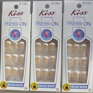 Kiss imPRESS No Glue Press-On Nails French Maniküre kurze Länge DPIM04 Y2K 3bx - Bild 1 von 3