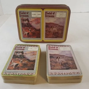 Vintage 1986 Field & Stream Playing Cards 2 Decks With Tin Complete  - Picture 1 of 13