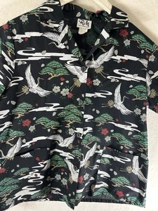 Rim Hawaiian Shirt Women’s Medium Black White Two Pockets Casual Daily Wear Vtg - Picture 1 of 8