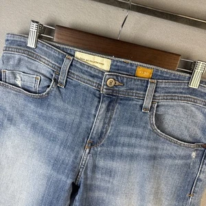 Pilcro Anthropologie Slim Boyfriend Jeans 30 Mid Rise Straight Blue Distressed - Imagen 1 de 16