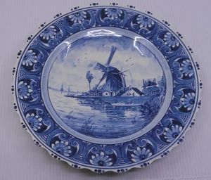 VINTAGE DELFTS BLAUW HOLLAND HAND PAINTED BLUE & WHITE WINDMILL WALL PLATE - Picture 1 of 5