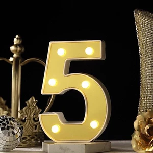 6" tall GOLD 5 LED Lighted Marquee Numbers Sign Party Wedding Events Decorations - Picture 1 of 8