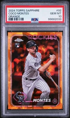 2024 Topps Chrome Sapphire Coco Montes #92 Rookie Orange /25 PSA 10 - Image 1 of 2