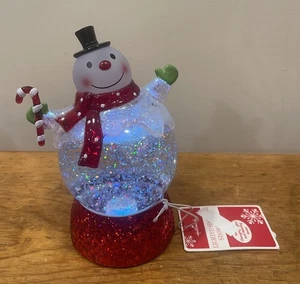 Hallmark LED Farbwechsel Schneemann Glitzer Schneekugel 6 1/4" - Bild 1 von 4