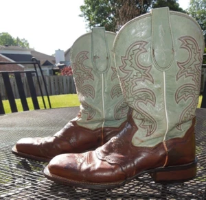 DAN POST SQUARE TOE WESTERN LEATHER COWGIRL BOOTS SIZE 8 1/2 2863 SAN MICHELLE - Picture 1 of 6