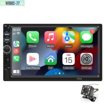 Car Stereo Touch Screen Radio For Carplay Bluetooth 2 DIN Android Player W/Cam - Image 1 of 4