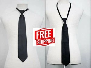 Brand New Men or Boys Pre-Tied Black Zipper Tie Easy Dress Clothing Accessory - Picture 1 of 9