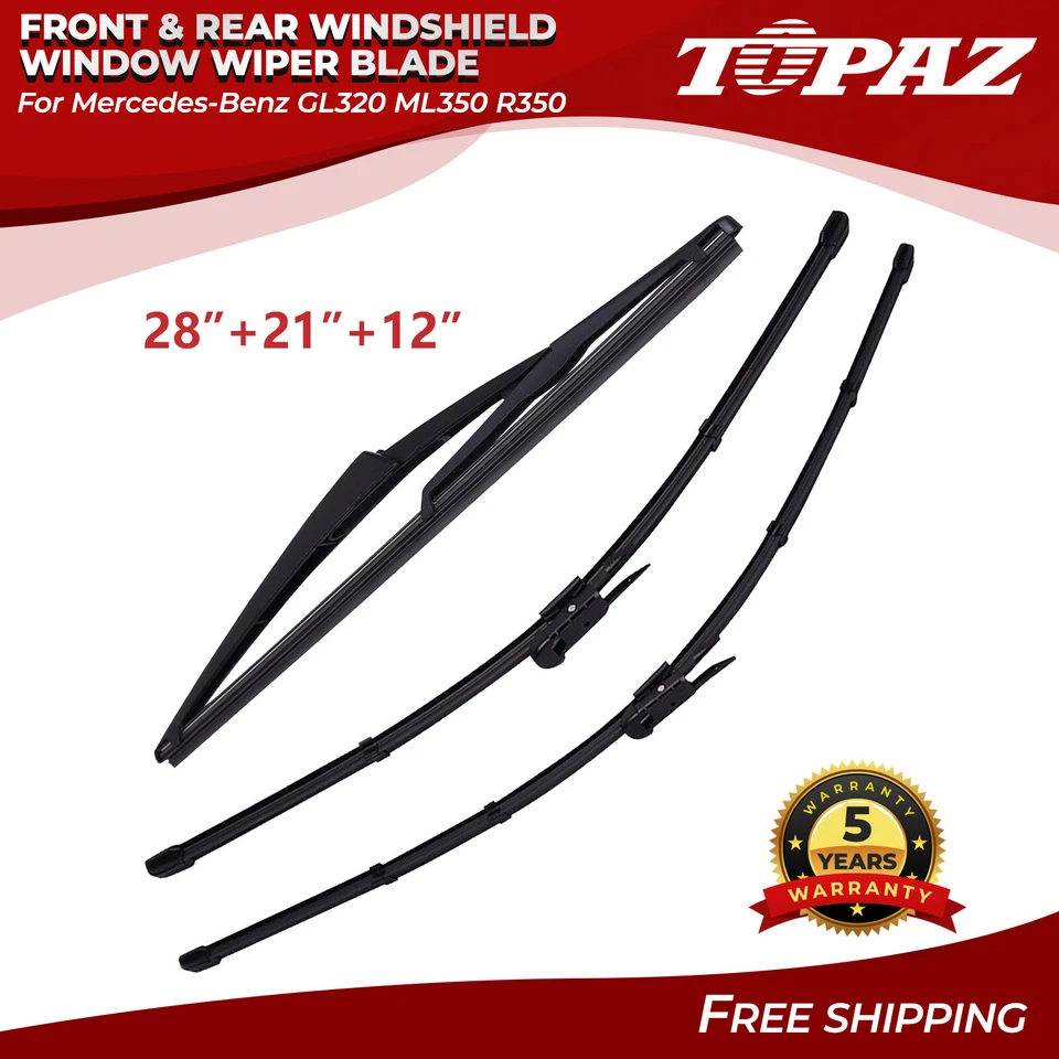 Limpiaparabrisas delantero y trasero 3 piezas para Mercedes-Benz GL320 ML350 R350 Foto 1 de 4