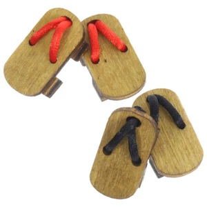 2 Pairs Doll House Mini Clog Model Mini Wooden Clog Miniature Wood Slipper Doll - Picture 1 of 12