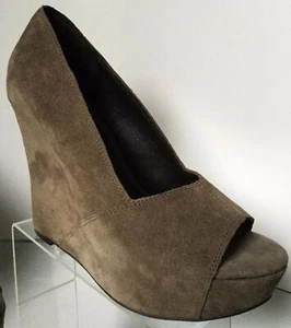 NEW Elizabeth and James Hali Suede Peep Toe Platform Wedges (Size 7 B) - $275.00 - Picture 1 of 11