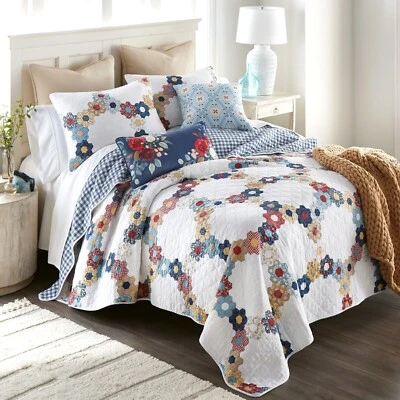 Donna Sharp Prairie 3-Pc Quilt Set Cotton Flower Garden Cozy Cottage Farmhouse - Image 1 of 4