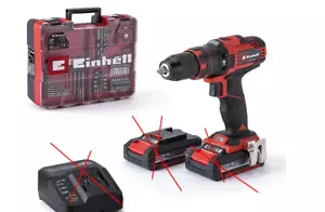 Einhell TE-CD 18/40 Li-i +64 Set Trapano avvitatore a percussione a batteria, 2x2,0 Ah, PXC, 18V - Foto 1 di 6