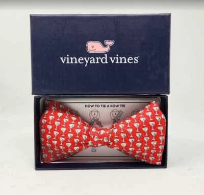 New men's Vineyard Vines mini martinis red bow tie - Image 1 of 4