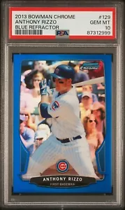 2013 Bowman Chrome Blue Refractor #129 Anthony Rizzo Cubs /250 PSA 10 - Picture 1 of 2