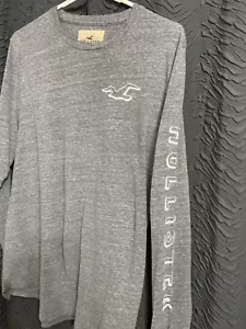 Hollister Long Sleeve T-Shirt With Detailed Sleeve Size Medium (M) Gray Men's - Picture 1 of 4