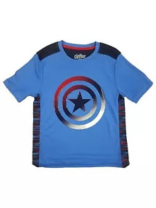 Marvel Boys Blue Captain America Shield Superhero Tee Shirt T-Shirt Medium 8 - Picture 1 of 1