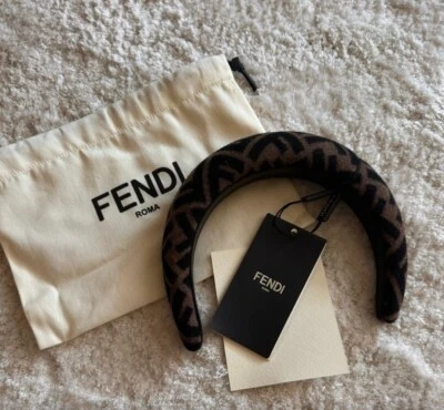 Fendi FF Monogram Wool Headband – Brown/Black - Image 1 of 4