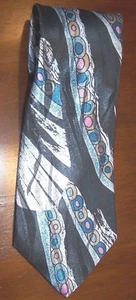 Neu mit Etikett Executive Collection Polyester-Krawatte schwarz geometrisches Muster 3,75 x 58 USA - Bild 1 von 4
