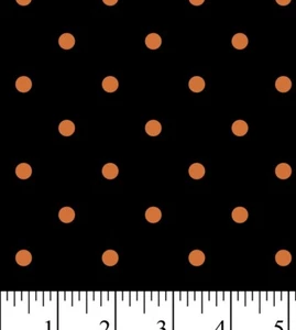 Halloween Orange Polka Dots On Black Seasonal Print Cotton Fabric Yard - Picture 1 of 1