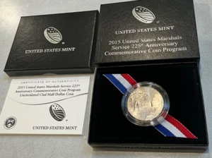 2015-S US Marshals UNC mezzo dollaro commemorativo US Mint 50C moneta OGP scatola certificato di autenticità - Foto 1 di 3
