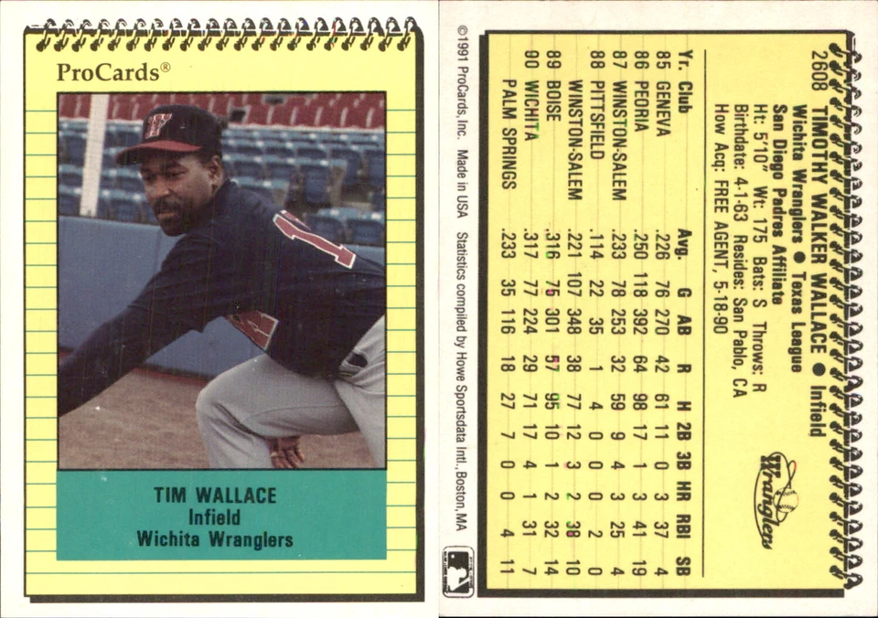 Tim Wallace 1991 ProCards #2608 RC Card FREE SHIP *AutographDen* - Image 1 of 1