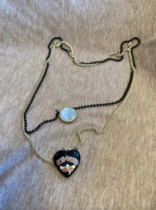 Disney Evil Queen Dual Chain Necklace Heart And Crystal Pendants C88-178 - Picture 1 of 4