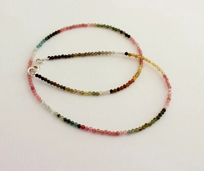 Meraviglioso Collana Tormalina Preziose Sfaccettato Sfera Colorato Collier 44 CM - Immagine 1 di 2