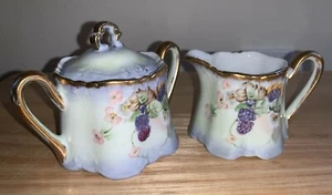 B.R.C AZÚCAR DE BAVIERA CON TAPA, CREMA, BAYAS DE PORCELANA FLORES VICTORIANAS - Imagen 1 de 12