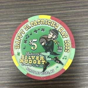 Mahoney's Silver Nugget N. Las Vegas $5 Casino Chip St. Patrick's Day 2002 Rare - Picture 1 of 3