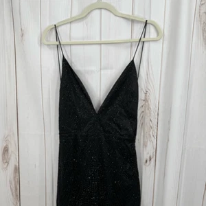 Meshki Women’s Large Black Glitter Vneck Sequin Maxi Dress New - Picture 1 of 9