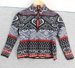 Icelandic Design Youth L Aztec Southwest Jacket Vintage Gray/Red Sweater - Picture 1 of 12